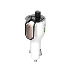 Modulator FM Spacer Cu Casca Bluetooth 5.0 1xUSB QC3.0 + Type-C 1xUSB Max. 5V/3.1A Alb/Negru