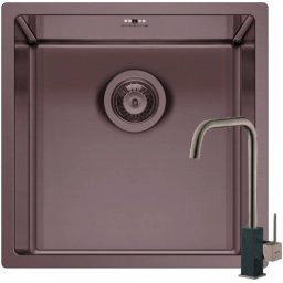 Set Chiuveta Bucatarie + Baterie Adelita Pyramis Colora 40x40 1B Copper