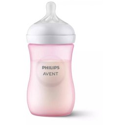Biberon Philips-Avent Natural Response Scy903/11 260Ml Debit 3 Tetina Fara Scurgeri +1 Luni Roz