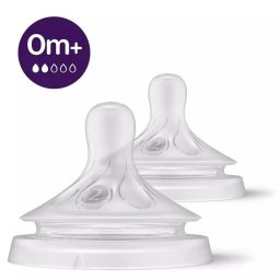 Tetina Philips-Avent Natural Response SCY962/02 Debit 2 Silicon fara BPA 0 Luni+ 2 Bucati Transparent