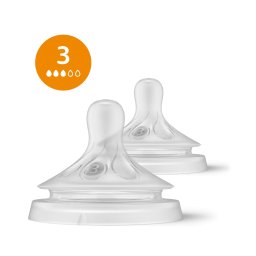 Tetina Philips-Avent Natural Response SCY963/02 Debit 3 Silicon fara BPA 1 Luni+ 2 Bucati Transparent