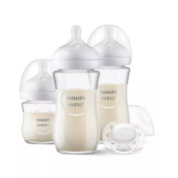 Set Philips-Avent 3 Biberoane Sticla+ Suzeta 0-6 luni Natural Response SCD878/11