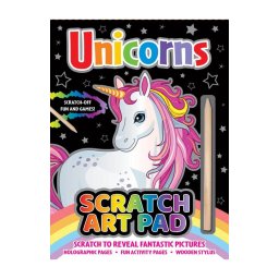 Caiet cu Fise Razuibile si Activitati Alligator Scratch Art Pad Unicorni Multicolor