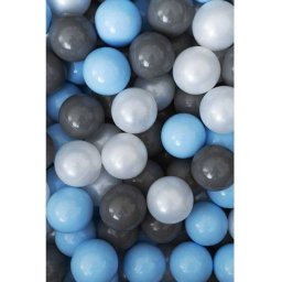 Set 200 Bile din Plastic Colorate Flumi 7cm Alb / Albastru / Gri