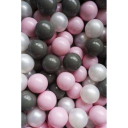 Set 200 Bile din Plastic Colorate Flumi 7cm Alb / Roz / Gri