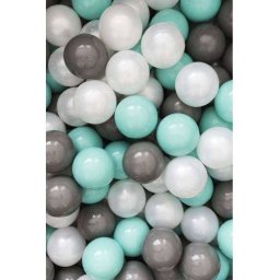 Set 200 Bile din Plastic Colorate Flumi 7cm Alb / Verde Menta / Gri