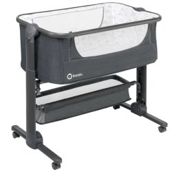 Patut Lionelo Co-Sleeper Timon Pliabil 3 -1 Cu setare Unghiulara Reglabil 6 Pozitii Pe Inaltime Aluminiu 90x50cm Gri