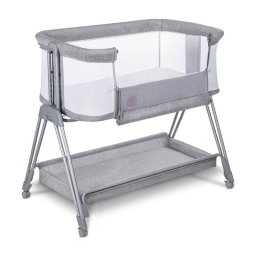 Patut Lionelo Co-Sleeper Luna 2 -1 Cu Laterala Culisanta Setare Unghiulara Roti Reglabil 6 Pozitii Pe Inaltime Gri Deschis