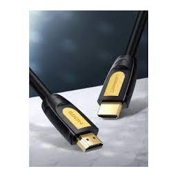 Cablu Video UGREEN HDMI Tata La HDMI Tata Rezolutie Maxima 4K UHD 3840 x 2160 La 60 Hz Round Cable Conectori Auriti 2m Galben + Negru