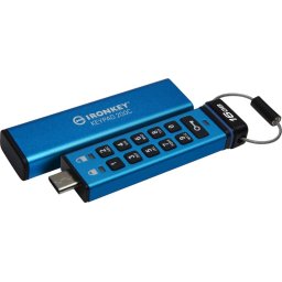 Memorie USB Kingston IronKey Keypad 200C 16GB USB-C Blue