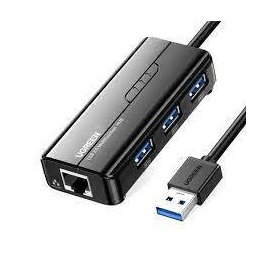 Adaptor Retea UGREEN USB 3.0 Tata La Port Gigabit RJ-45 Porturi USB: USB 3.0 x 3 LED Negru 20265