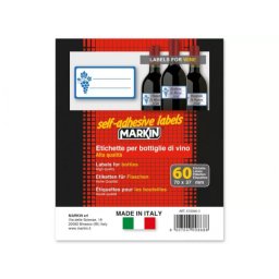 Etichete pentru Sticle de Vin Markin 70x37MM 60 Bucati Alb/Albastru