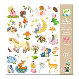 Jucarie Djeco 160 Abtibilduri metalice Fiinte fantastice zane unicorni
