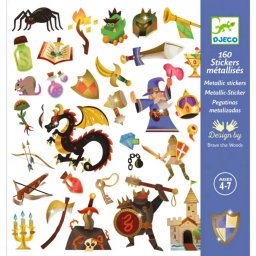 Jucarie Djeco 160 Abtibilduri reutilizabile cu personaje si obiecte fantastice din perioada medievala