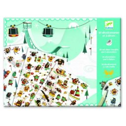 Jucarie Djeco Set 90 Abtibilduri si planse ilustrate cu scene monstruleti sportivi