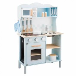 Jucarie New Classic Toys Bucatarie copii din lemn cu ustensile Bon appetit Modern Electric Cooking Albastru