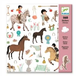 Set Djeco 160 Abtibilduri si Autocolante Cai Multicolor