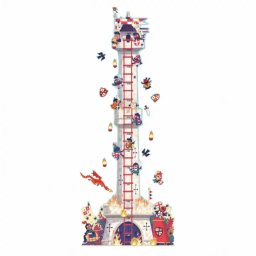 Sticker Decorativ Perete Djeco Metru Masurare Inaltime Copii Cu Abtibilduri Reutilizabile Turnul Cavalerului Multicolor