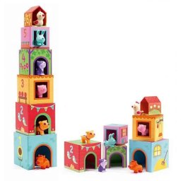 Jucarie De Construit Djeco Topanifarm cu animale Multicolor