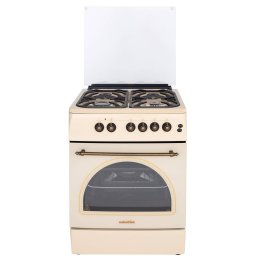 Aragaz rustic NobelTek Cooking 60x60 Plita Gaz Cuptor Electric Aprindere Electrica Iluminare Cuptor Gratare Fonta Bej