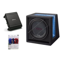 Pachet ALPINE SuÂ Sbg-844 Br Subwoofer Cutie De 20cm + Mrv-M250 Amplificator Mono 550W + 350940 Kit Cabluri Aiv10mm