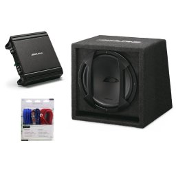 Pachet ALPINE Sbe-1044 Br Subwoofer Cutie De 25cm + Mrv-M250 Amplificator Mono 550W + 350940 Kit Cabluri Aiv 10mm