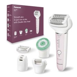 Epilator Panasonic Wet &Amp Dry Fara Fir 2 Discuri 60 Pensete Senzor Presiune Discuri Duble Cap Flexibil Pivotant 90 Grade 3 Viteze Alb/Roz