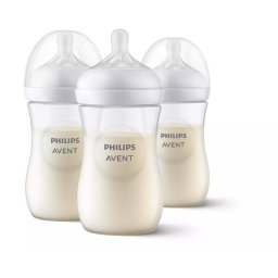Set Philips-Avent 3 Biberoane Pentru Nou-Nascuti Natural Response 260ml Tetina 1luni+ Fara BPA Plastic Transparent