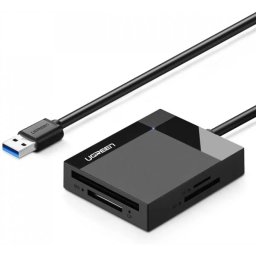 HUB USB UGREEN 4In1 Cititor Carduri SD USB 3.0 Negru
