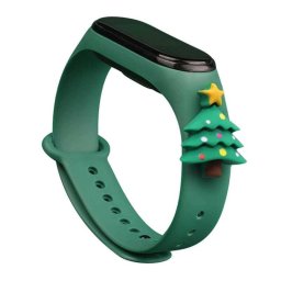 Curea Xmas OEM Xiaomi Mi Band 6 / Mi Band 5 Christmas Tree Silicon Verde-Inchis