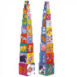 Jucarie Djeco Turn Piramida Construit 10 Cuburi Carton Scara Multicolor
