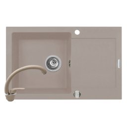 Set Chiuveta Granit + Baterie Ossia Pyramis MIDO 79x50cm 1B1D Beige