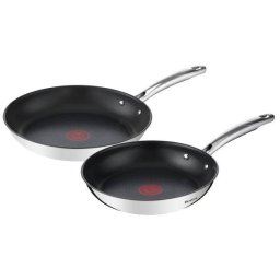 Set Tefal 2 Tagai Otel Inoxidabil Acoperire Interioara Titan 250 Grade Celsius Negru/Argintiu