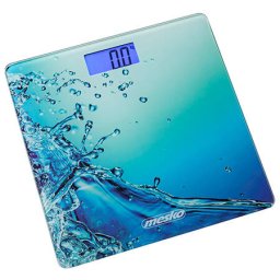 Cantar Corporal MESKO Electronic Display Digital Sticla Securizata Max 150kg Albastru