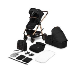 Carucior Copii Lionelo Amber 2 in 1 Cadru Aluminiu Reversibil Maner Ajustabil Pana la 22KG Negru
