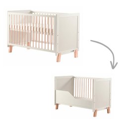 Patut Bebe FreeON 120x60cm Transformabil Cu Bariera De Siguranta Din Lemn De Pin Si Mdf Cu Sina Speciala Pentru Dentitie Stabil Si Rezistent Ava Alb