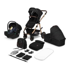 Carucior Copii Lionelo Lionelo Amber 3 in 1 Cadru Aluminiu Reversibil Maner Ajustabil Pana la 22KG Negru