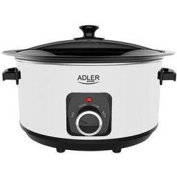 Multicooker Adler Slow Cooker 290W 5.8l 3x Viteze de Cald Capac Sticla Ceramica/Inox Alb/Negru