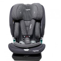 Scaun auto copil U-GROW I-Size Goldfix Plus Isofix 76-150CM Boxa Bluetooth Gri
