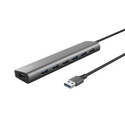 Hub USB Trust Halyx 7xUSB 3.2 Gen1 Aluminiu Gri