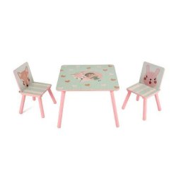 Set U-GROW Masuta si 2 Scaune Pink Forest Roz