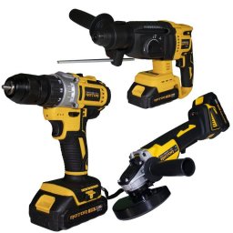 Set ROTOR JFTS003-DC 3 Scule Cu Acumulator - Polizor Unghiular + Rotopercutor + Autofiletanta 21V