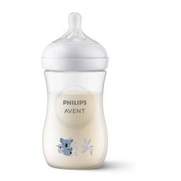 Biberon Philips-Avent Natural Response SCY903/67 260ml Debit 3 Tetina Fara Scurgeri +1 luni Usor de Curatat Fara BPA Model Ursi Koala