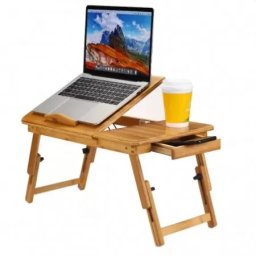 Masuta Laptop 14inch Procart Pliabila Suport Pahar Sertar Lemn De Bambus 50x30 Cm
