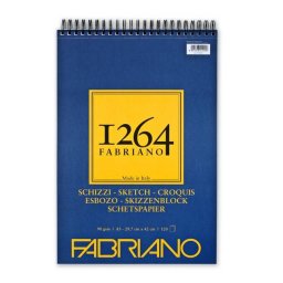 Bloc de Desen Fabriano 1264 Schizzi A3 90gr 120 File cu Spirala pe Latime