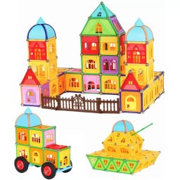 Set Constructii Magnetic Procart 130 Piese Constructie 3D Castel Masinuta Varsta 6+