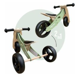 Tricicleta/Bicicleta Copii 2in1 Free2Move Fara Pedale din Lemn Scaun Reglabil Roti Ajustabile Manere Antiderapante 1-3Ani Verde