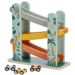 Pista de Masini Free2Play Safari din Lemn cu 3 Masinute Incluse 26.9 x 23.6 x 7CM Multicolor