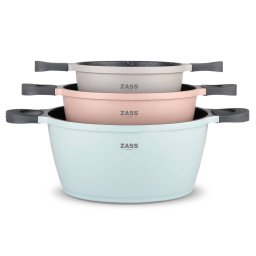 Set Oale Zass Gourmet ZG-ACS 02 Antiaderente Aluminiu Pastel