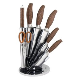 Set Cutite + Ustensile De Bucatarie Zass Gourmet ZG-KS 05 8 Bucati Argintiu/Maro